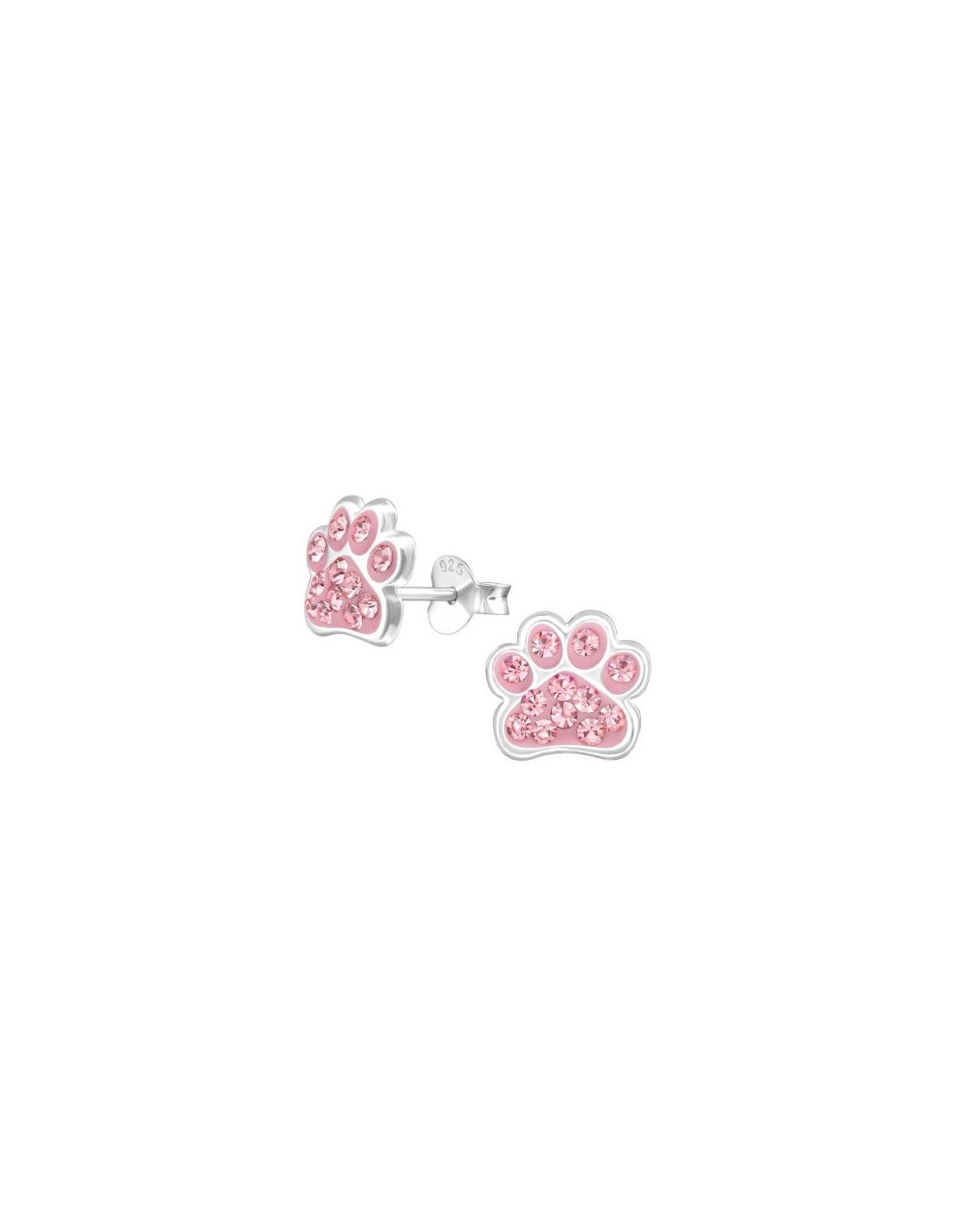 Aros para niñas Paw Print Light Rose...
