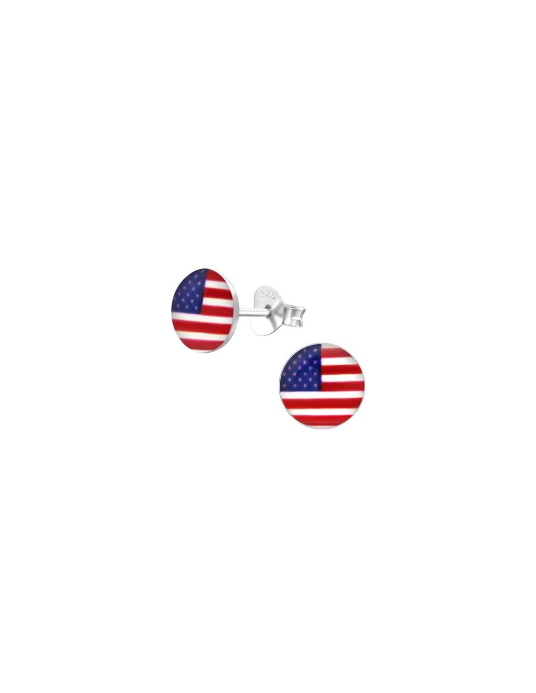 Aros para niñas Usa Flag - 7 mm x 7 mm
