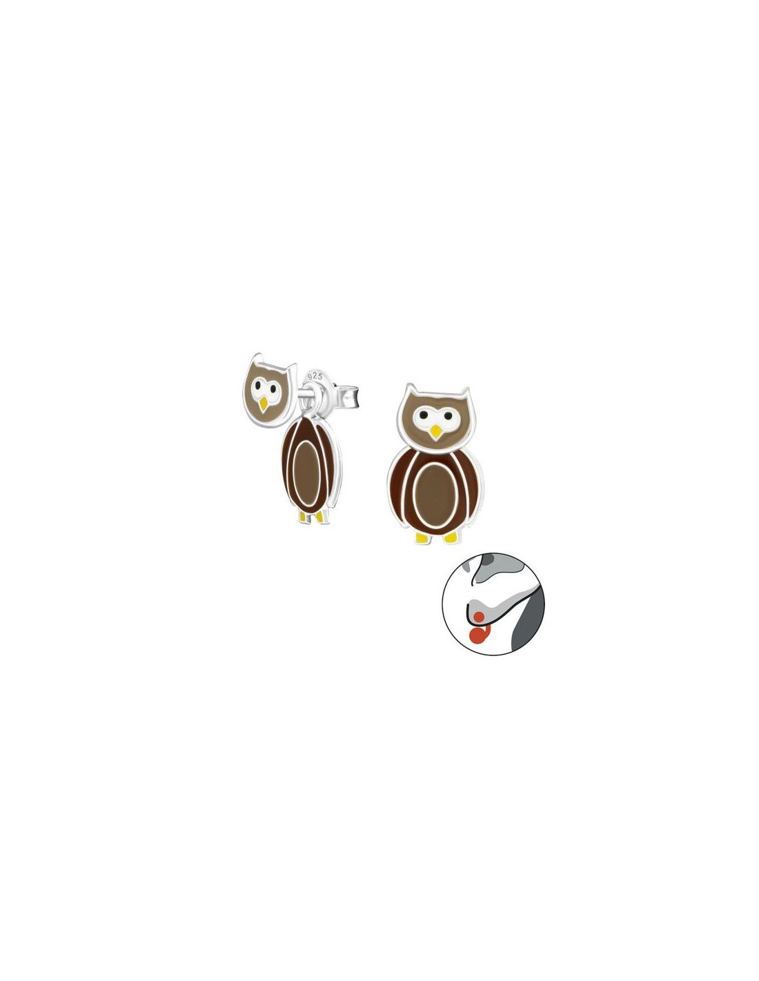 Aros para niñas Owl - 8 mm x 15 mm