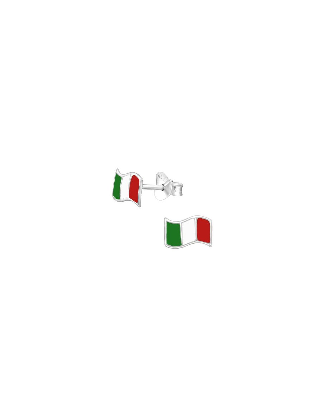 Aros para niñas Italy Flag - 7 mm x 5 mm