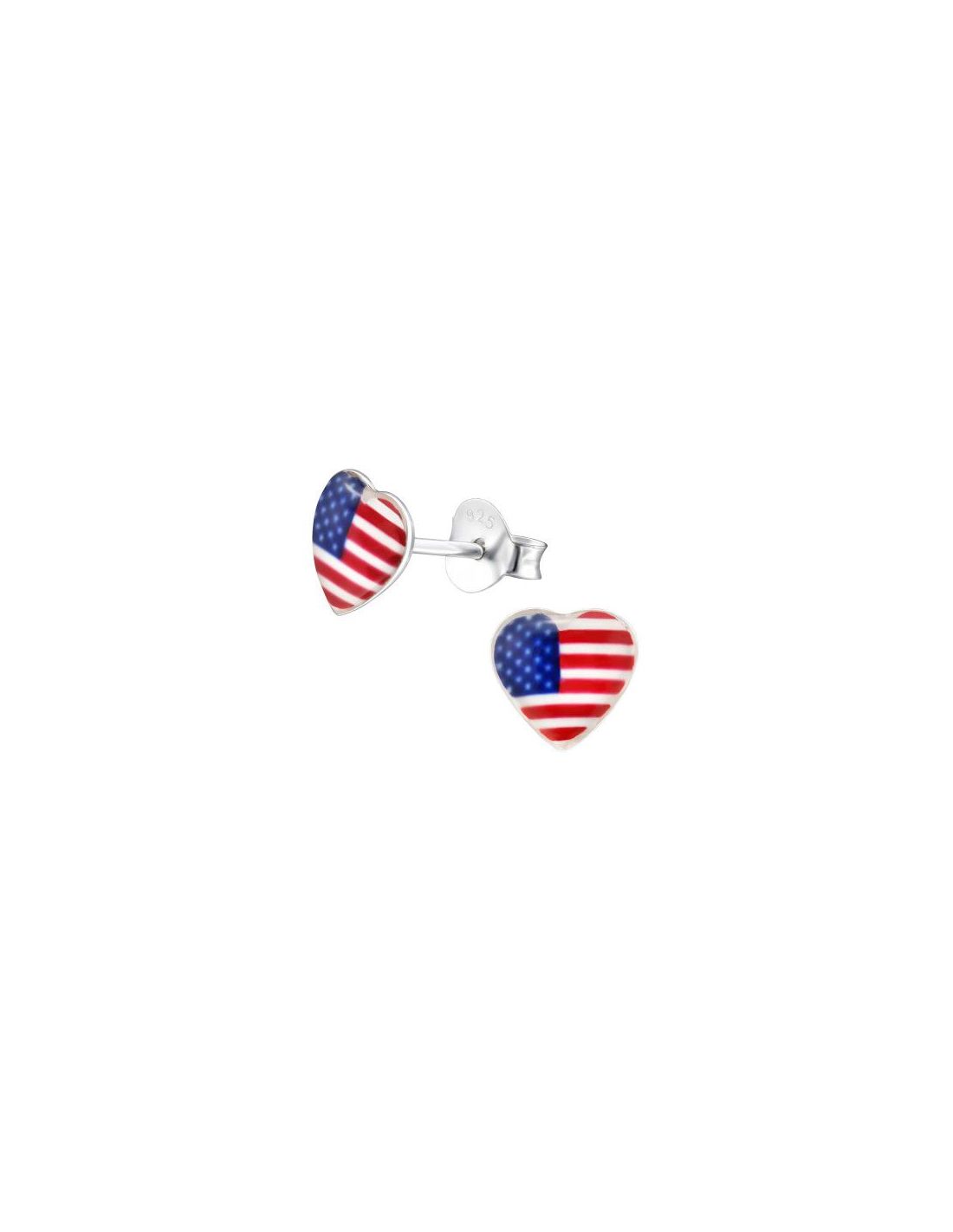 Aros para niñas Usa Heart - 7 mm x 7 mm