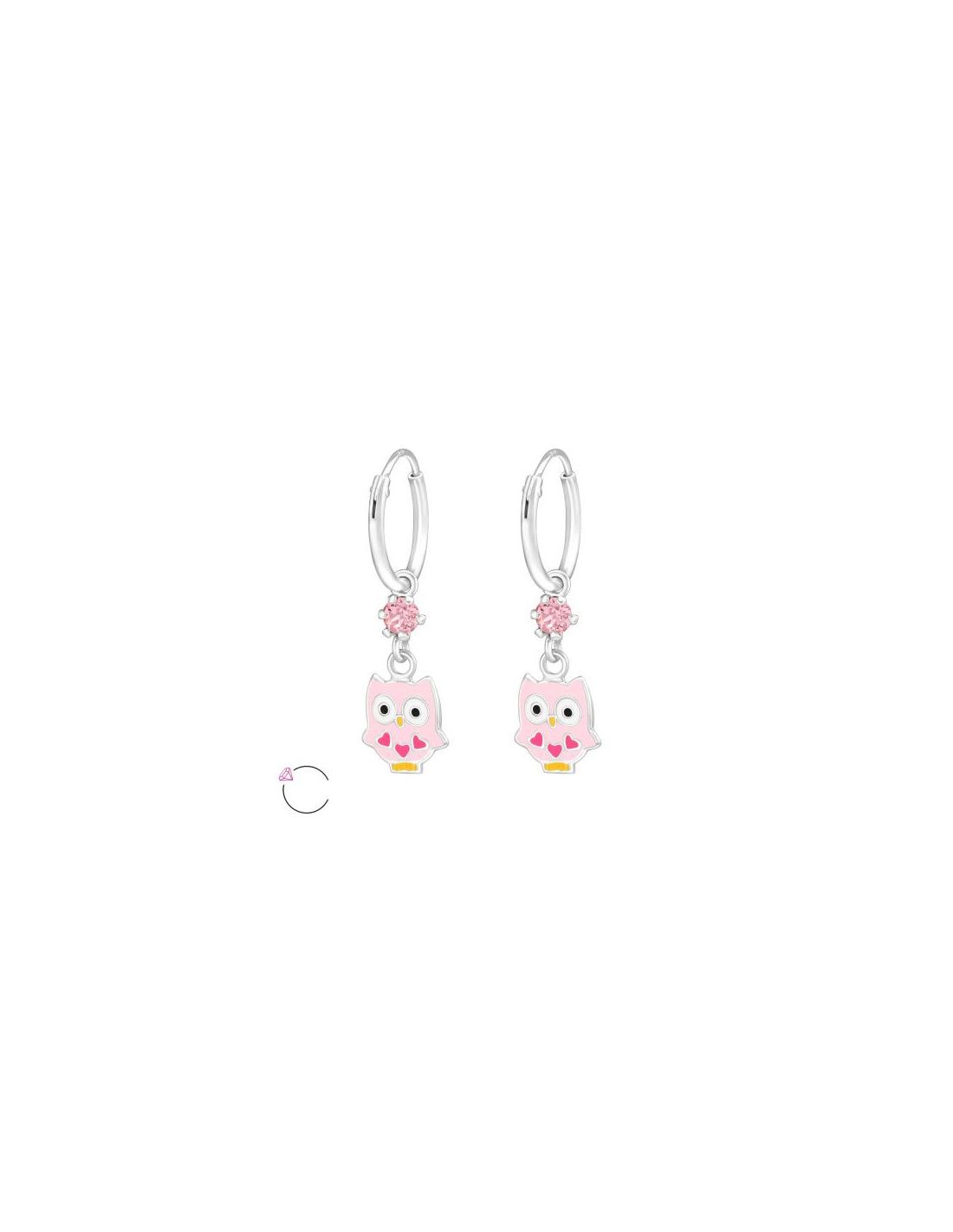 Aros para niñas Owl - 9 mm x 15 mm