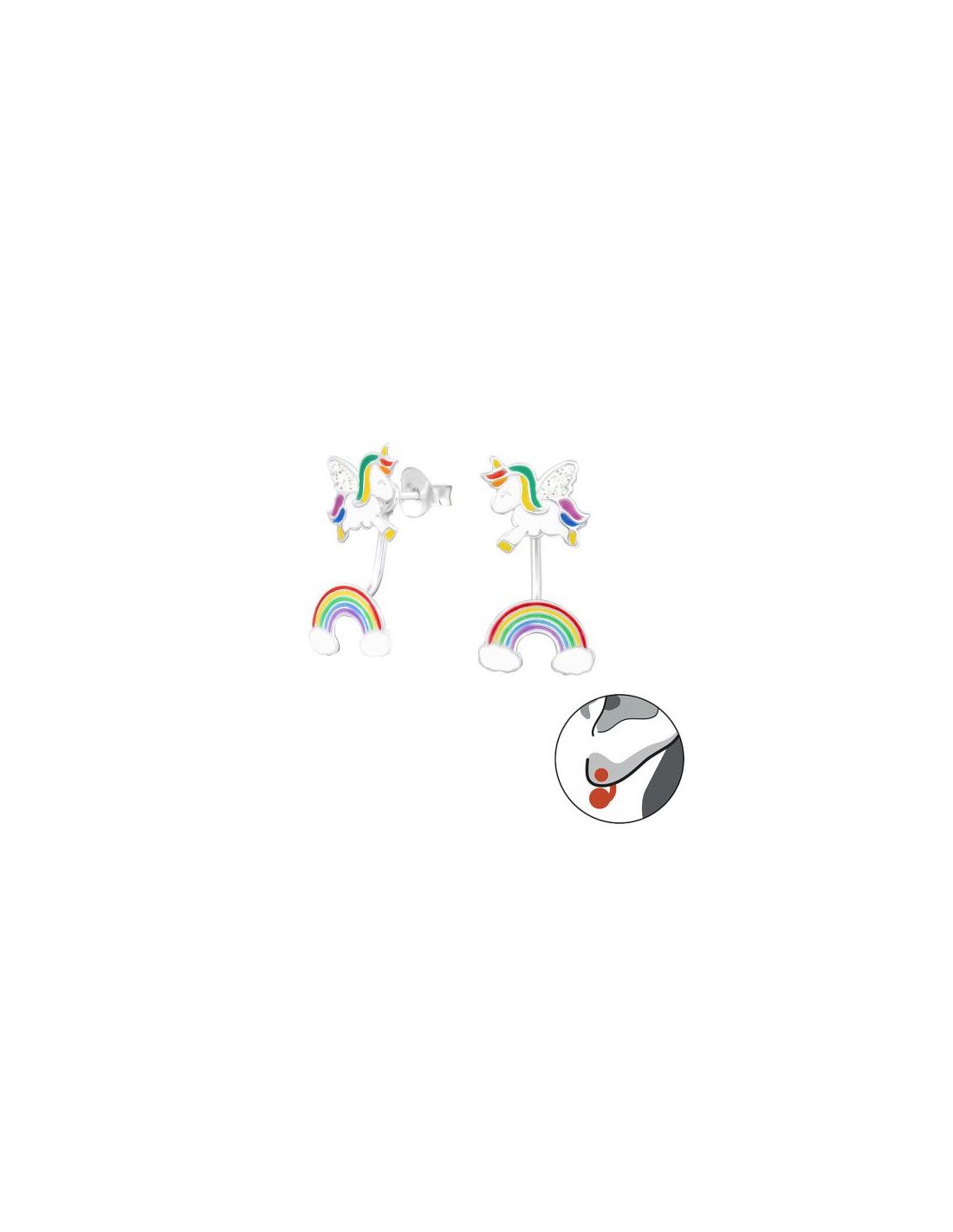 Aros para niñas Unicorn And Rainbow -...