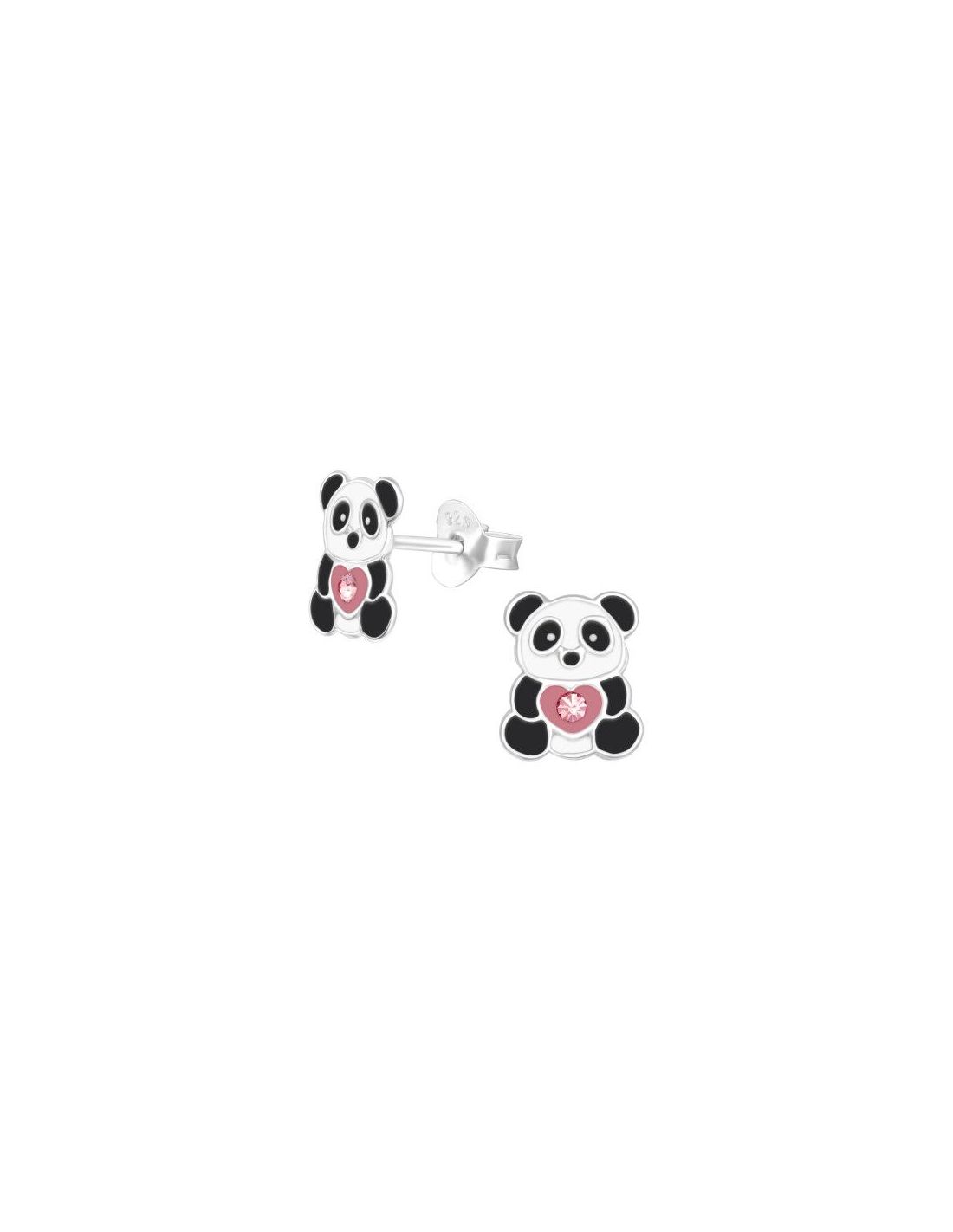 Aros para niñas Panda - 7 mm x 9 mm