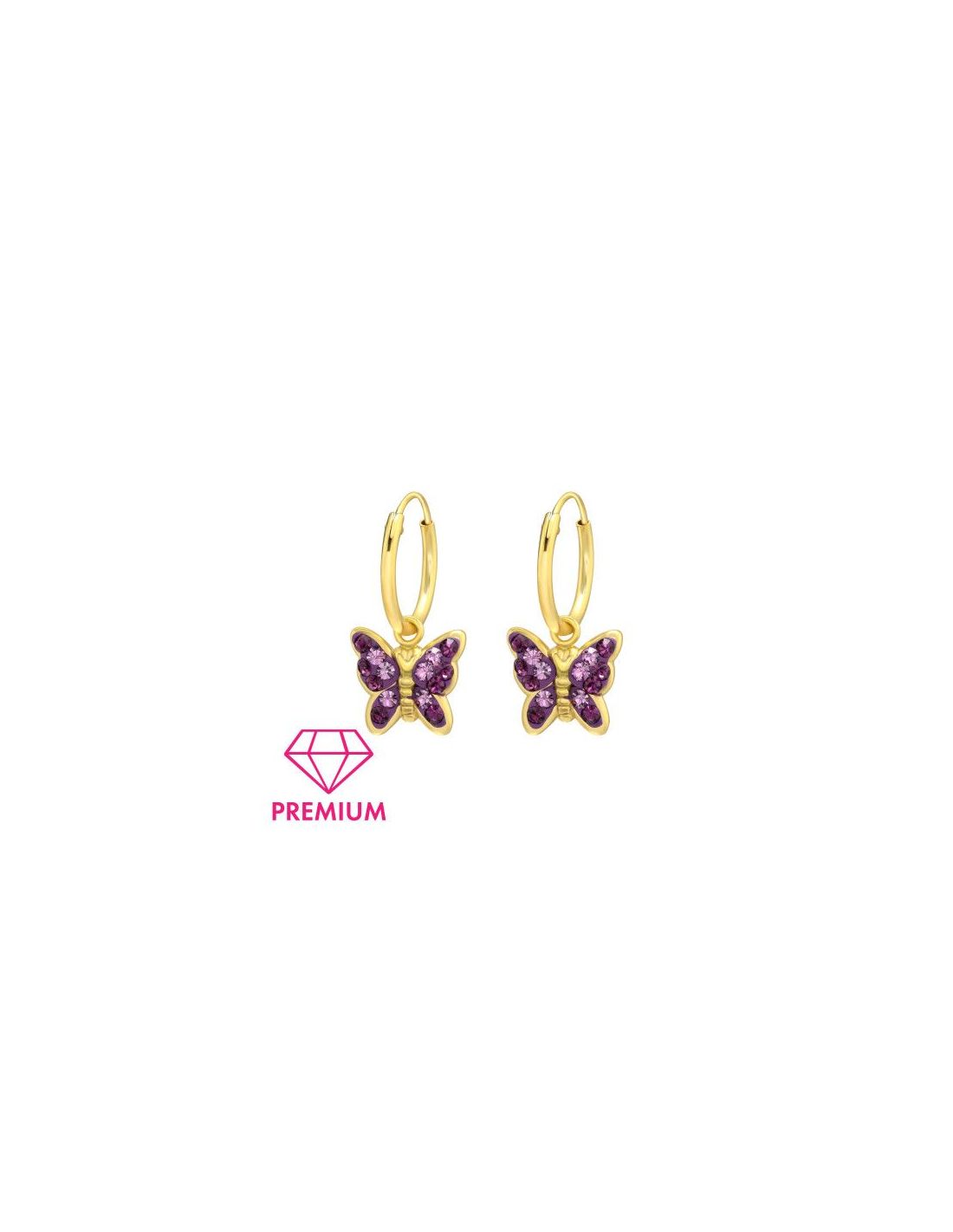 Aros para niñas Hanging Butterfly - 9...