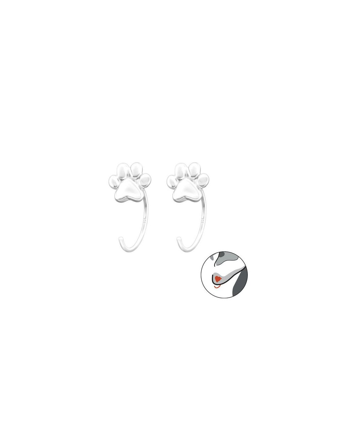 Aros para niñas Paw Print - 7 mm x 7 mm