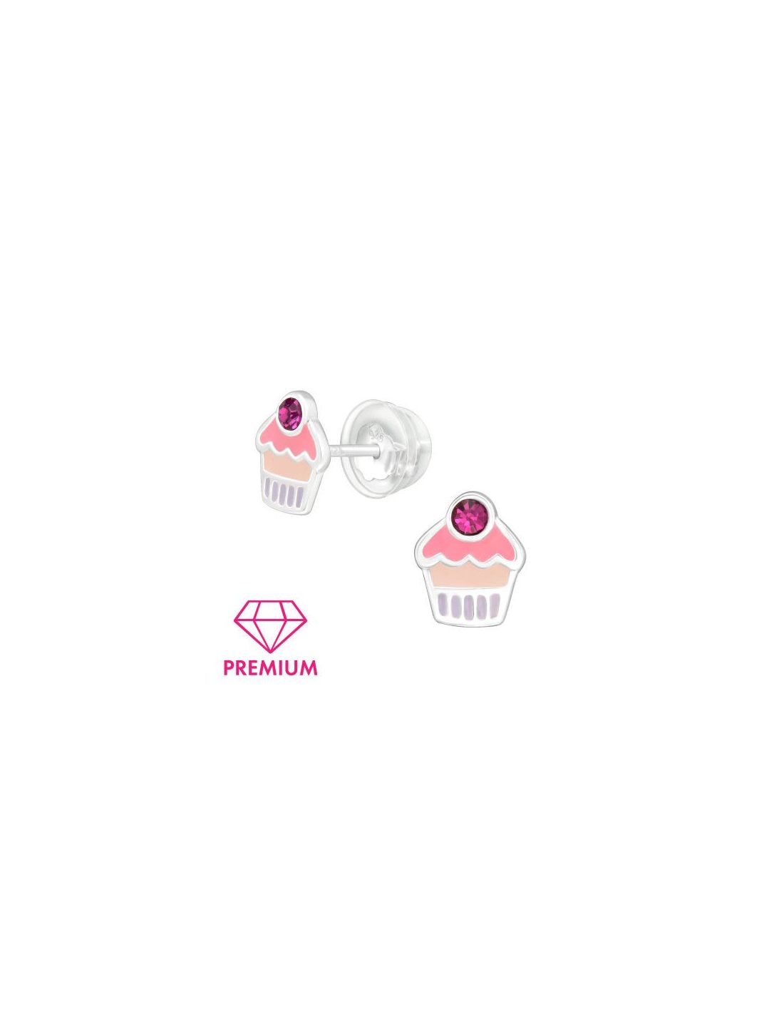 Aros para niñas Cupcake - 6.7 mm x 8 mm
