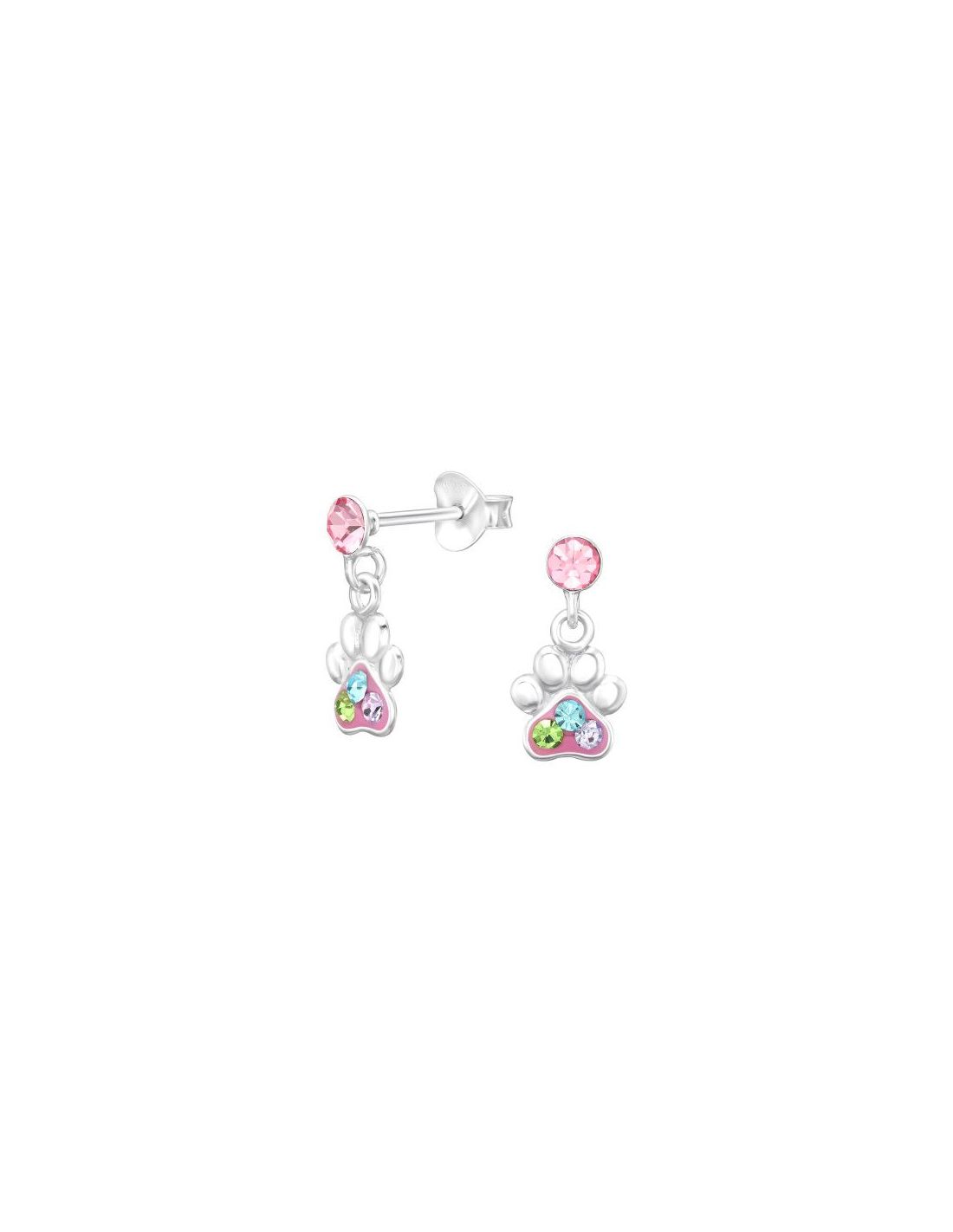 Aros para niñas Dangling Paw Print -...