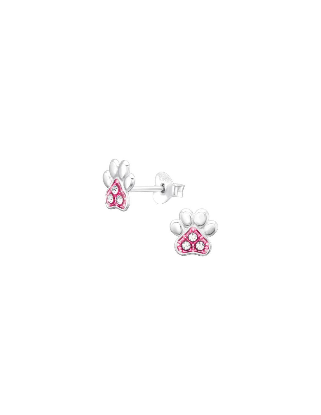 Aros para niñas Paw Print - 7 mm x 7 mm