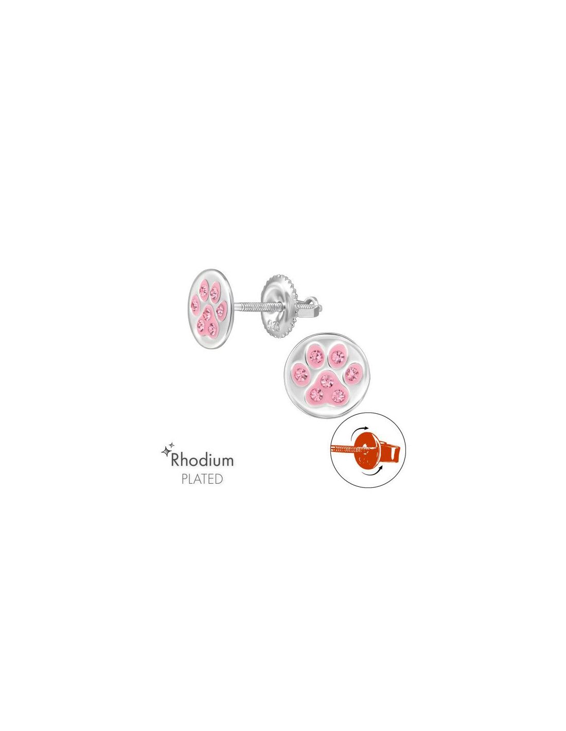 Aros para niñas Paw Print Screw Back...
