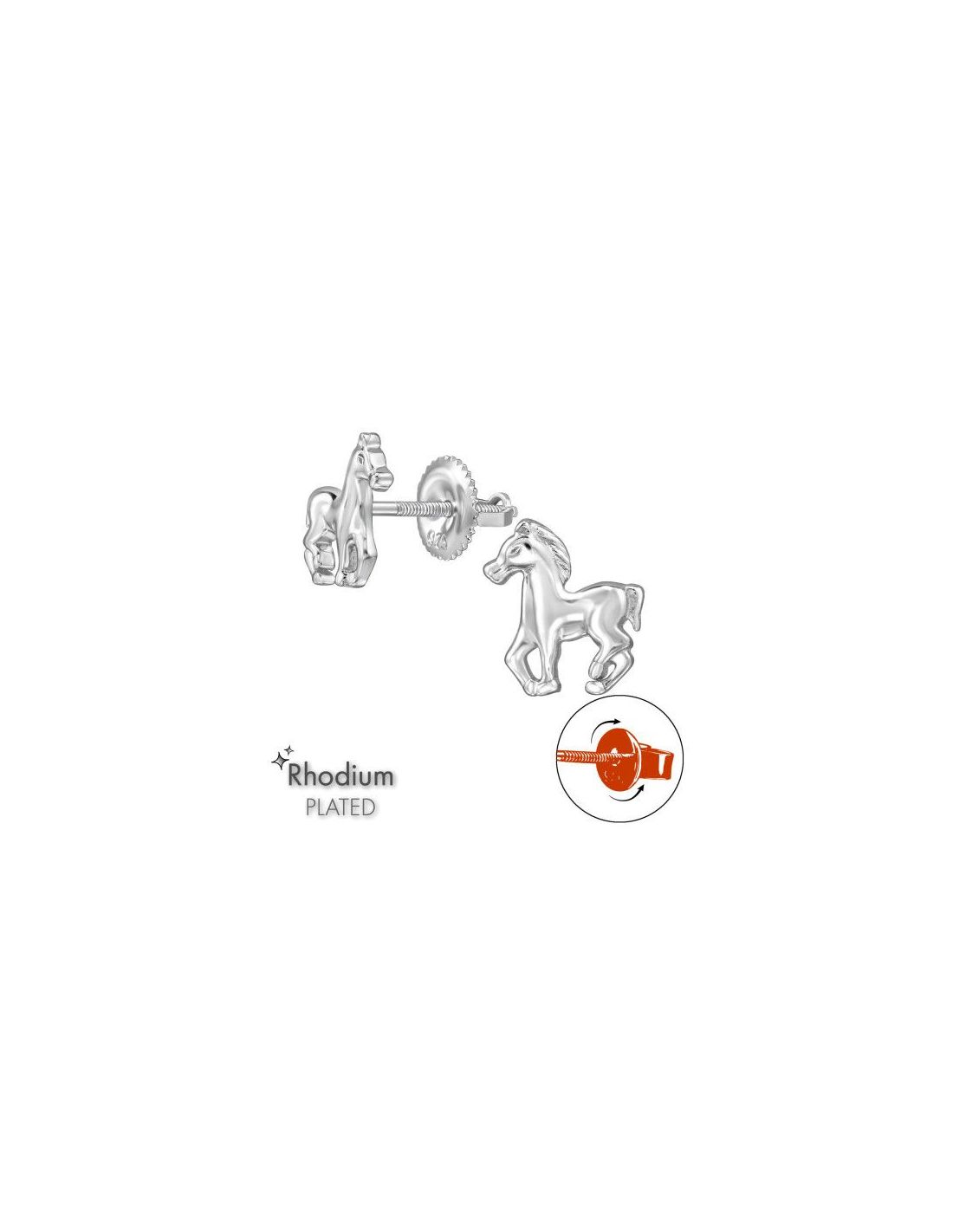 Aros para niñas Horse - 8 mm x 8.8 mm
