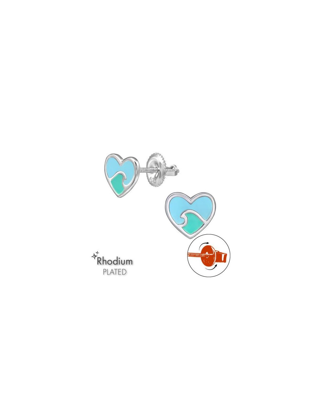 Aros para niñas Wave Heart - 8 mm x 8 mm