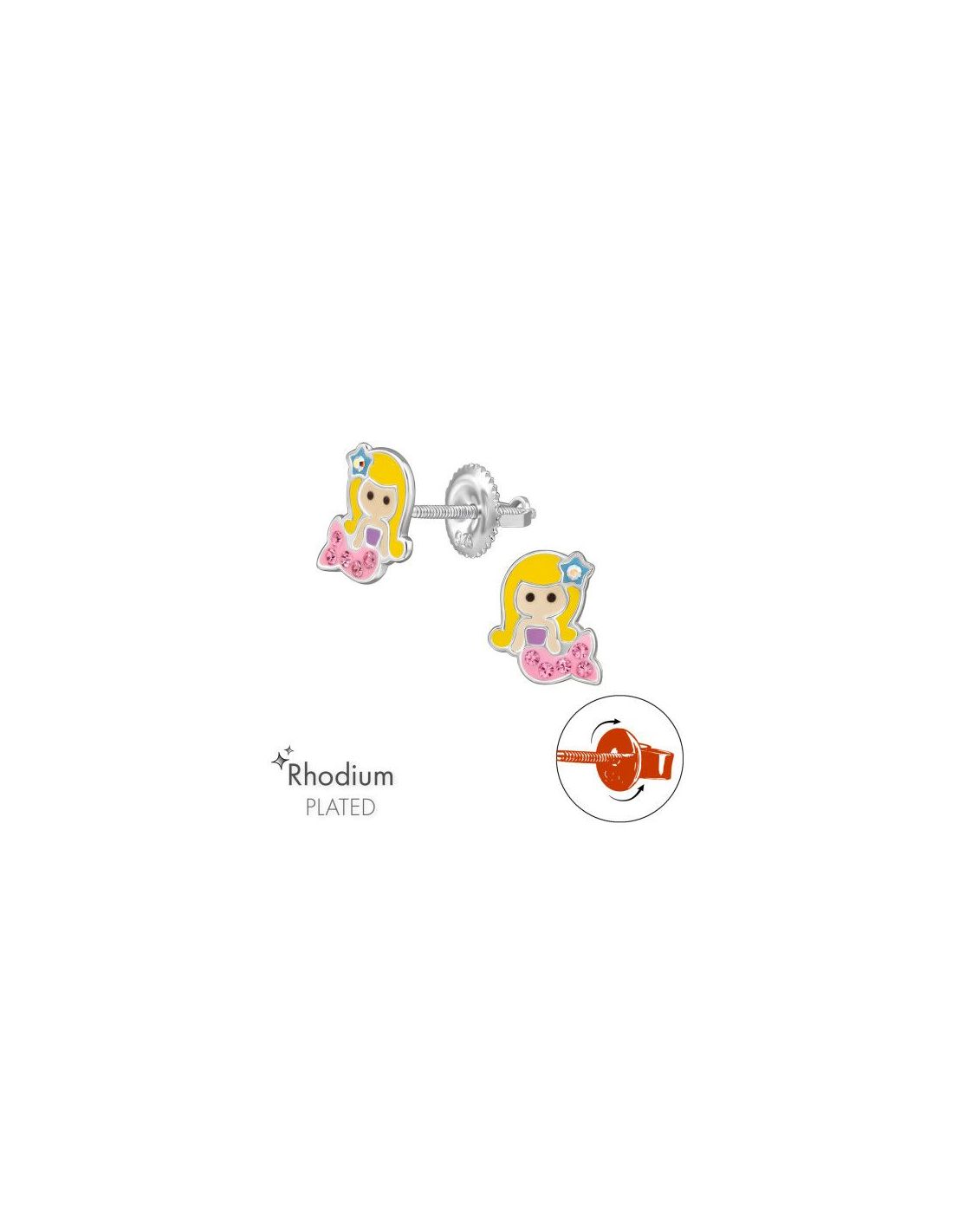 Aros para niñas Mermaid - 7 mm x 9 mm