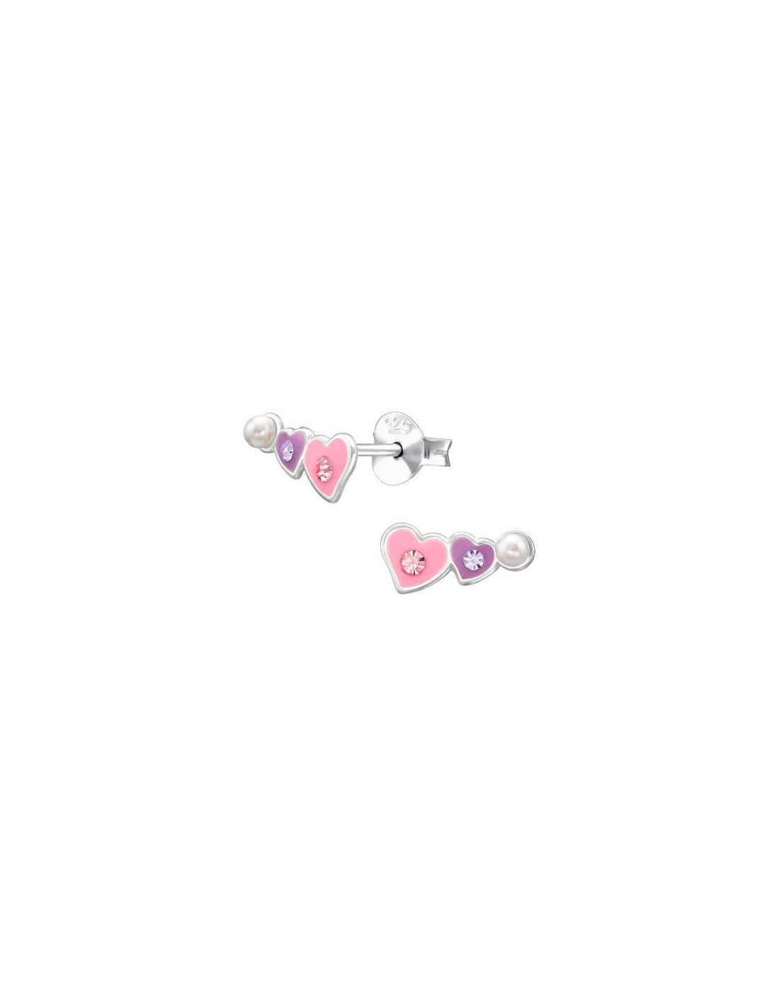 Aros para niñas Two Hearts - 9 mm x 4 mm