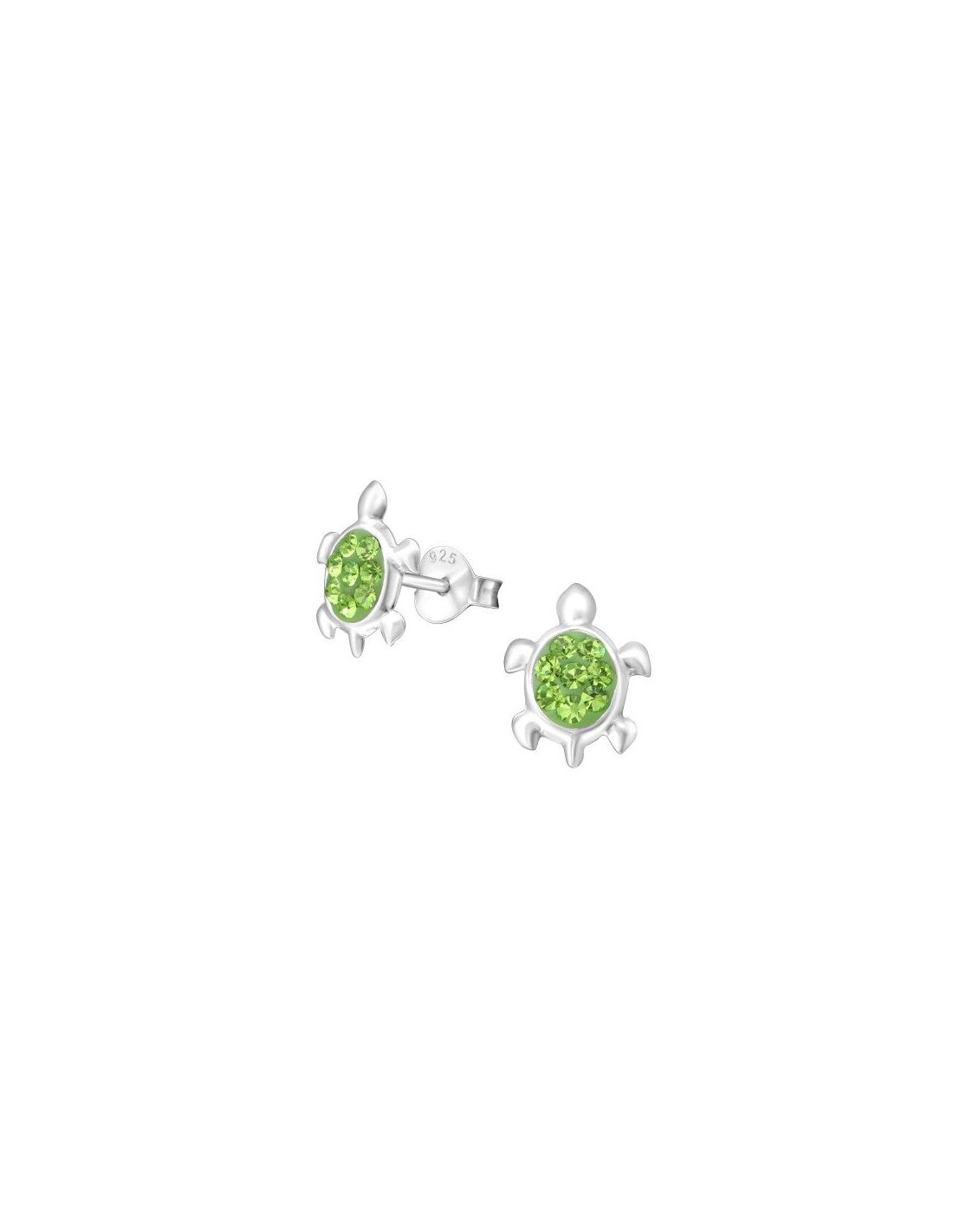 Aros para niñas Turtle Peridot 9 mm x...