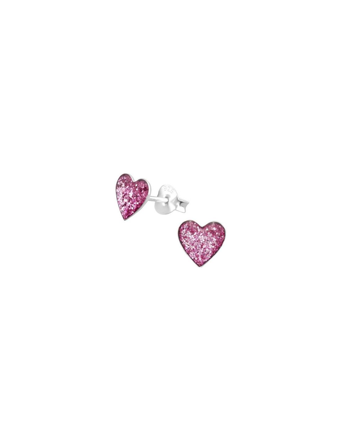 Aros para niñas Heart Purple Glitter...