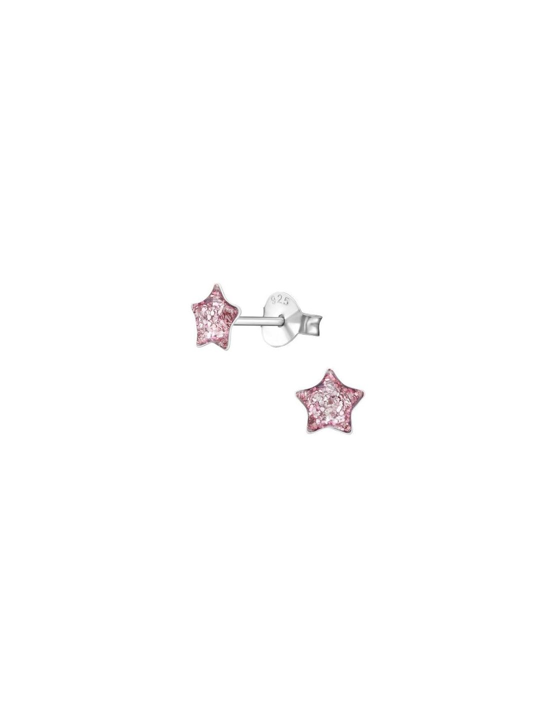 Aros para niñas Star Purple Glitter 5...