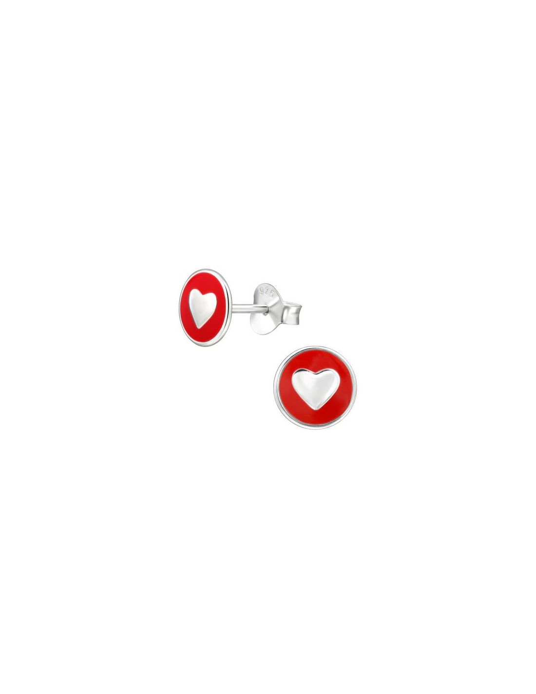 Aros para niñas Hearts Red 7 mm x 7 mm