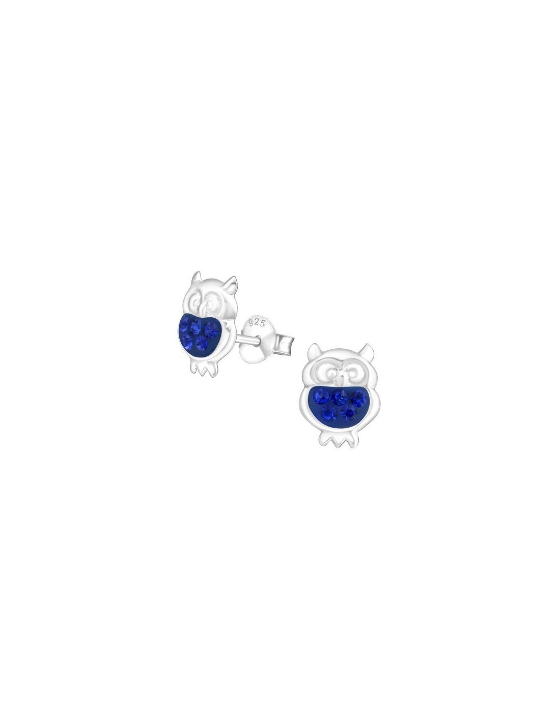 Aros para niñas Owl Sapphire 7 mm x 9 mm