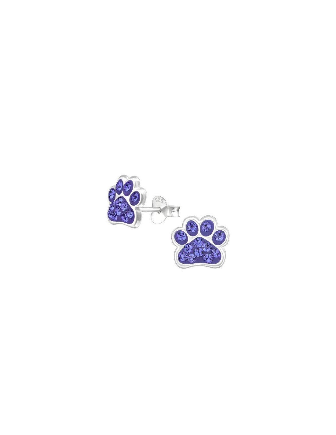 Aros para niñas Paw Print Tanzanite 9...