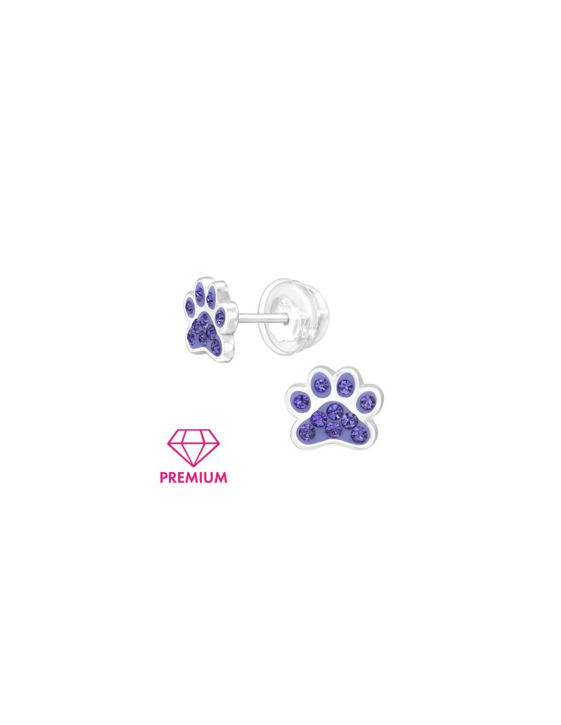 Aros para niñas Paw Print Tanzanite...