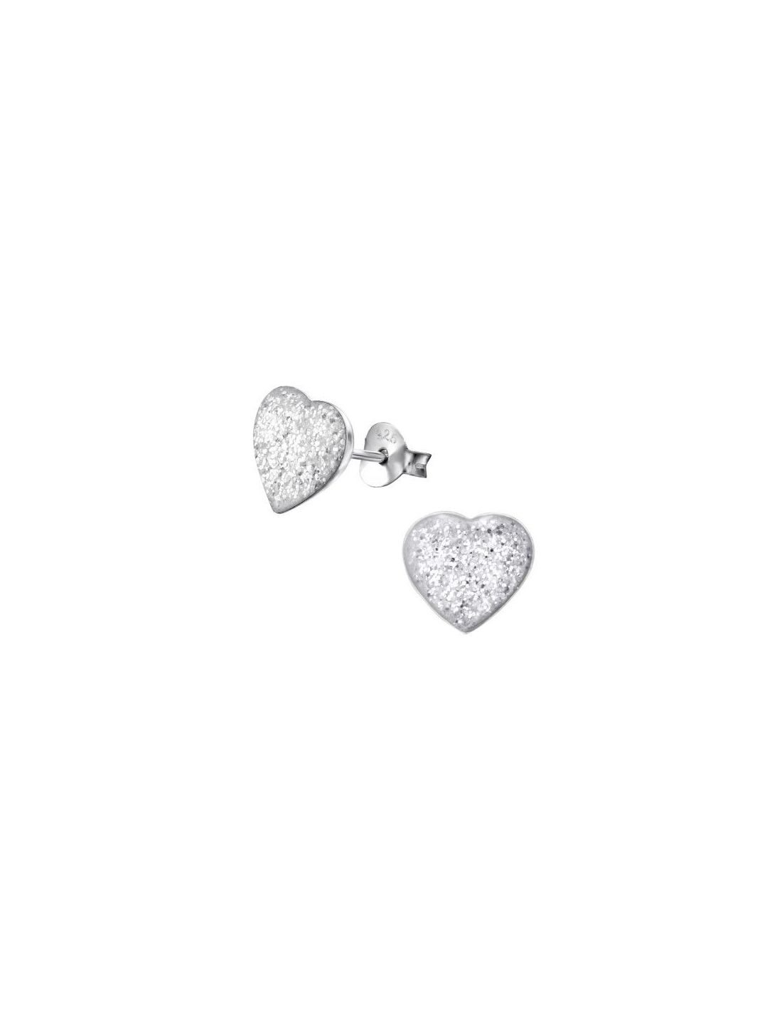 Aros para niñas Heart White Glitter 9...